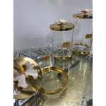 Sedefli Gold Detaylı Çay Şeker Kavanozu 3 Lü