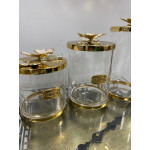 Sedefli Gold Detaylı Çay Şeker Kavanozu 3 Lü