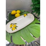 Porselen Limon Desenli Kayık Tabak 36 CM