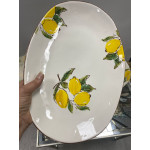 Limon Desenli Porselen Kayık Sunum Tabağı 36x25,5cm
