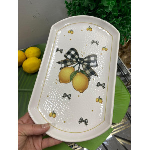 Limonlu Porselen Orta Sunum Tabağı Oval 30x18 cm