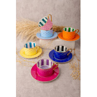 By Como  Puantiyeli 6 Kişilik Çay&Kahve Fincan Takımı