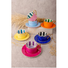 By Como  Puantiyeli 6 Kişilik Çay&Kahve Fincan Takımı