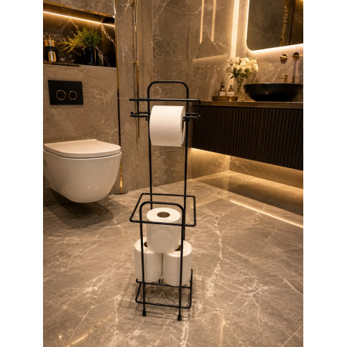 Tuvalet Kâğıtlığı Yedekli Metal Tuvalet Kağıdı Standı Tutacağı Askısı 60x14 cm