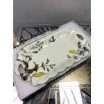 Porselen Kulplu Dikdörtgen Sunum Tabağı (Olive) 39*21*3,5