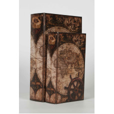 Vitale Küre Desenli Ahşap 2 Li Dekoratif Kitap Kutu 27*18*7 cm