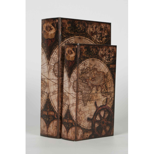 Vitale Küre Desenli Ahşap 2 Li Dekoratif Kitap Kutu 27*18*7 cm