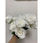 Yapay Beyaz Gül Demeti 9 Kafalı 43 cm